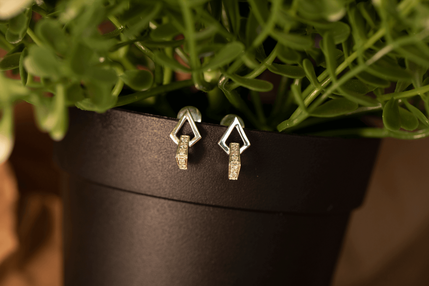 Radiant Simplicity: Single Hue Deltoid Duet Earrings