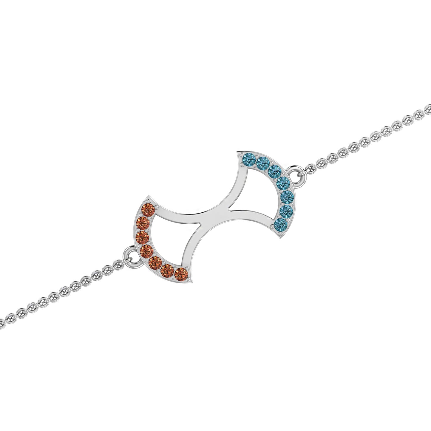 Winged Bracelet: Dual Hue Silver Diamond Bracelet